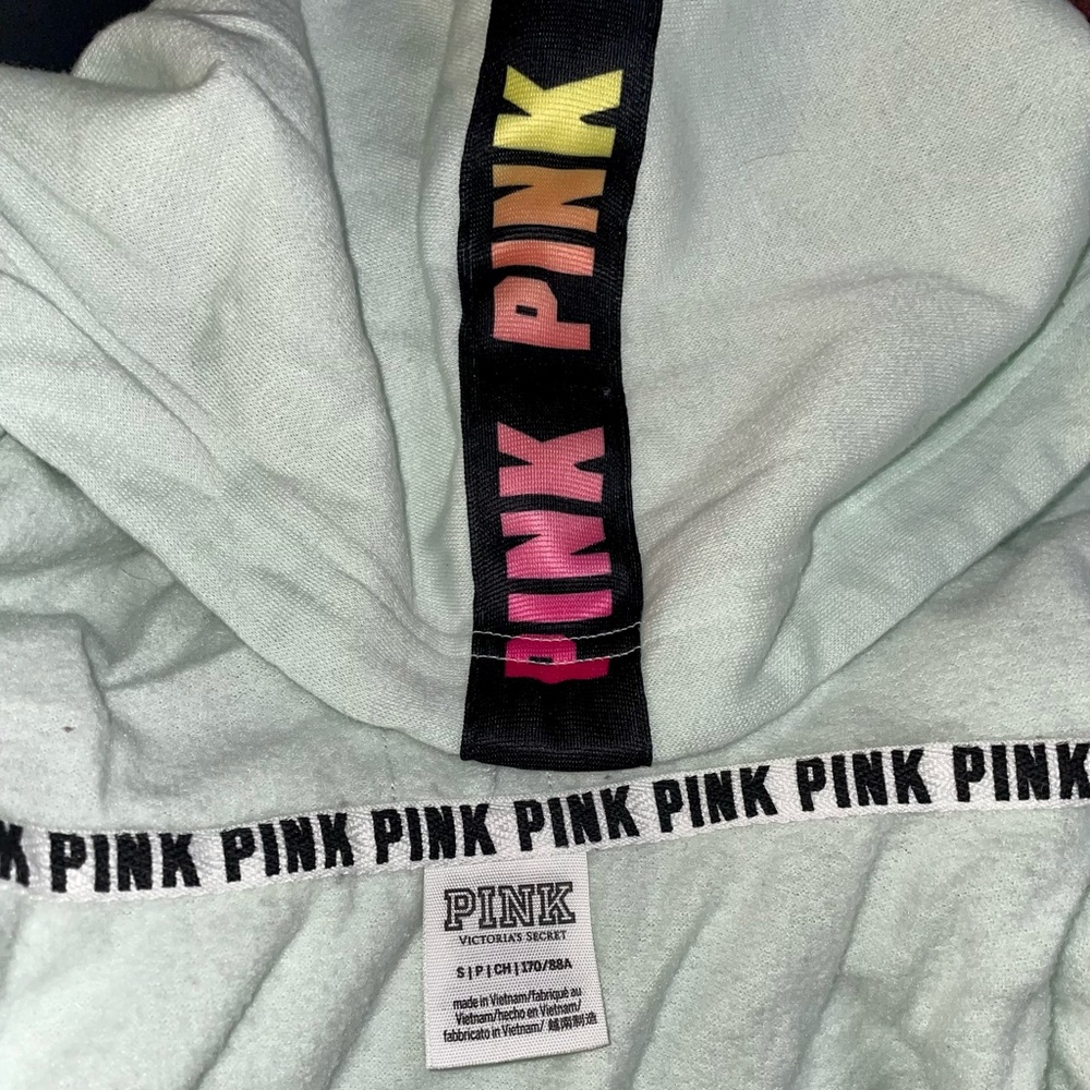 PINK Victoria’s Secret light teal blue/green zip up hoodie sweatshirt size small - Picture 10 of 16